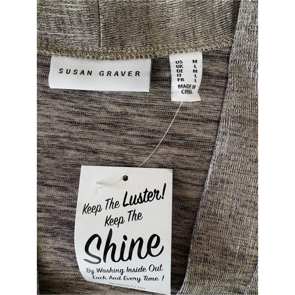 Susan Graver Metallic Silver Cardigan & Shell Set with pockets Size M NWT - Picture 8 of 13
